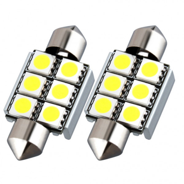 Led diodlampa SV8,5 C5W Spollampa - Festoon 36 mm Canbus 6 SMD 2-pack Led diodlampa SV8,5 C5W Spollampa - Festoon 36 mm Canbus 6 SMD 2-pack